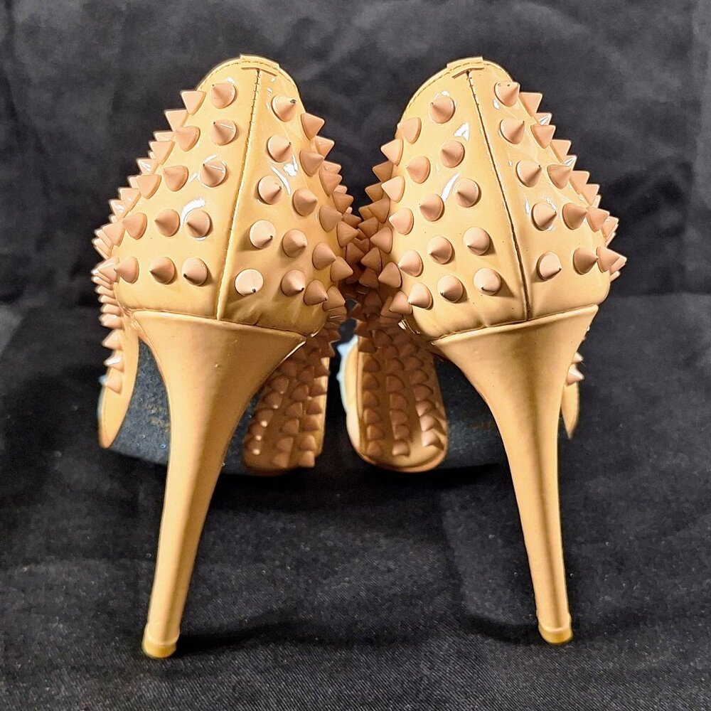 Kandee Girl BiColor Nude Blue Spiky Heels (like Christian Louboutin) 9 US 40 EU - Picture 5 of 9
